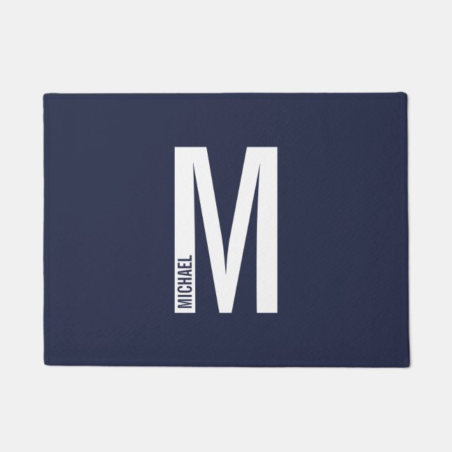 Felpudo Monograma y Doormat de nombre negrita personalizad (Anverso)
