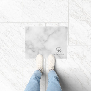 Felpudo Monograma y nombre de familia de guiones personali