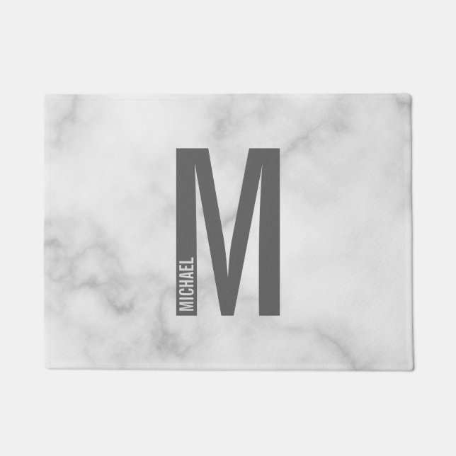 Felpudo Monograma y nombre negrita personalizado moderno (Anverso)