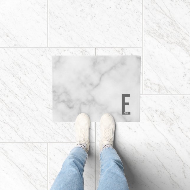 Felpudo Monograma y nombre negrita personalizado moderno (Interior)