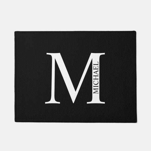 Felpudo Monograma y nombre personalizados Doormat (Anverso)