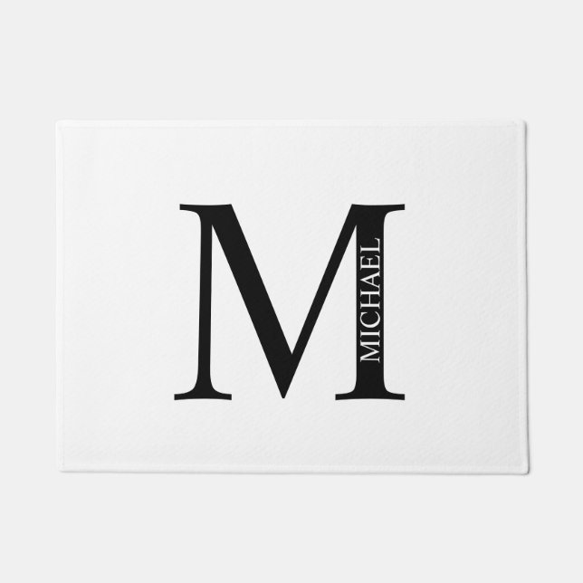 Felpudo Monograma y nombre personalizados Doormat (Anverso)