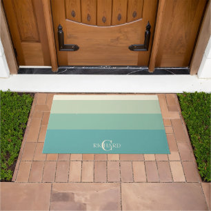 Felpudo Monogramado 4 colores bloqueados verde crema de pu