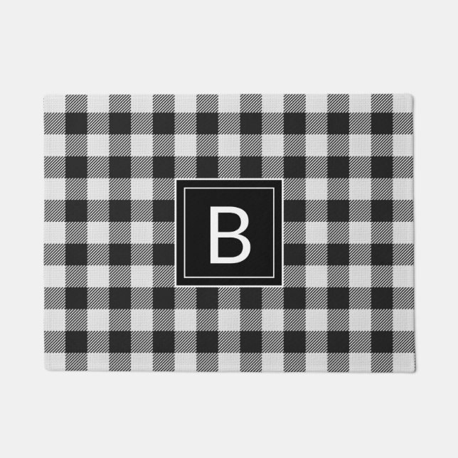 Felpudo Monogramado de búfalo negro de granja moderna (Anverso)