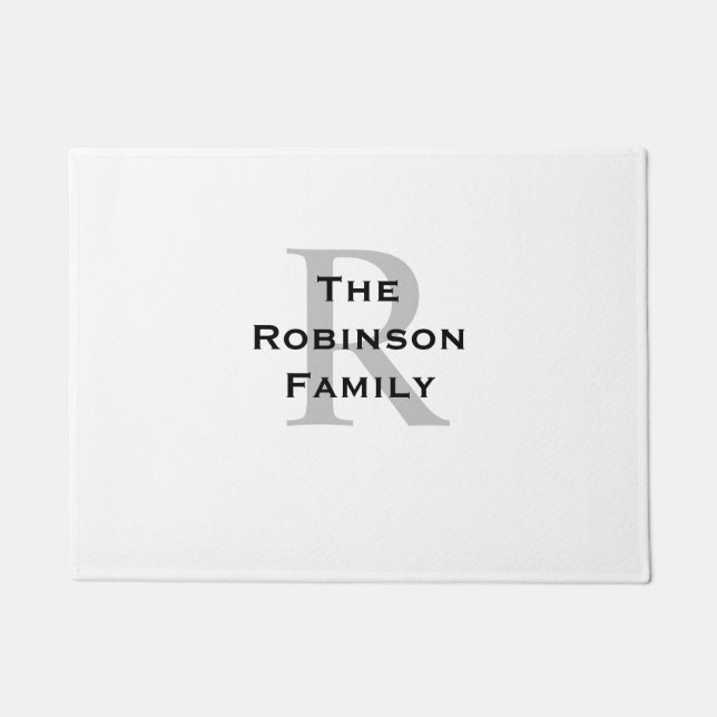Felpudo Monogramado de nombre blanco y negro (Anverso)
