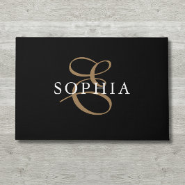 Felpudo Monogramado de oro negro personalizado
