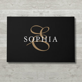 Felpudo Monogramado de oro negro personalizado