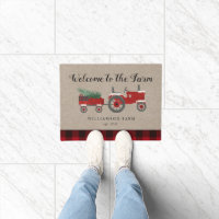 Monogramado personalizado de Red Plaid de granja