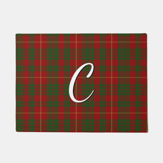 Felpudo Monogramo Cameron Tartan Plaid Door Mat (Anverso)