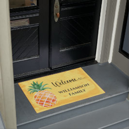 Felpudo Monogramo de piña amarillo de la isla de Aloha