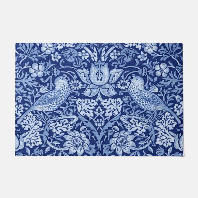 Felpudo Monotona azul de fresa, William Morris (Anverso)