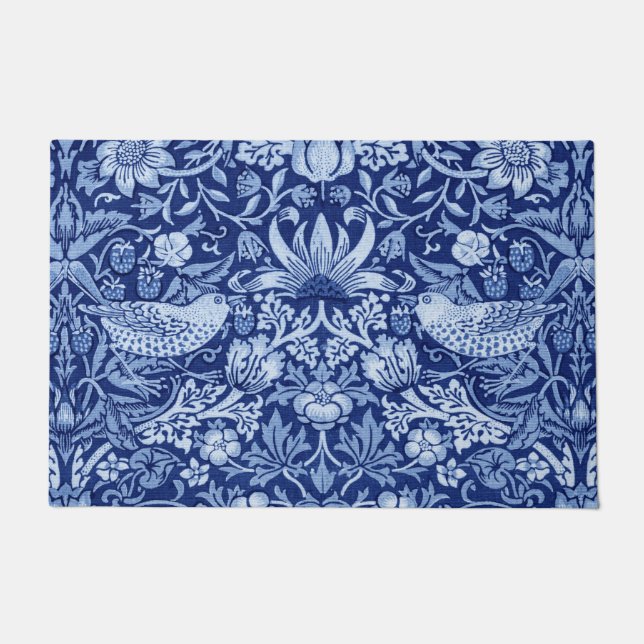 Felpudo Monotona azul de fresa, William Morris (Anverso)