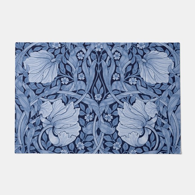 Felpudo Monotona azul impernel. William Morris (Anverso)