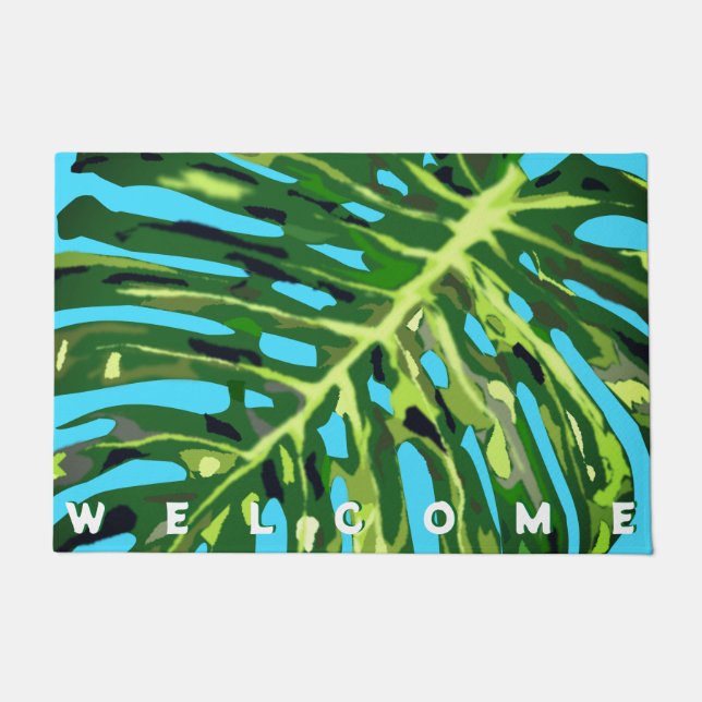 Felpudo Monstera Leaf Doormat - Bienvenida (Anverso)