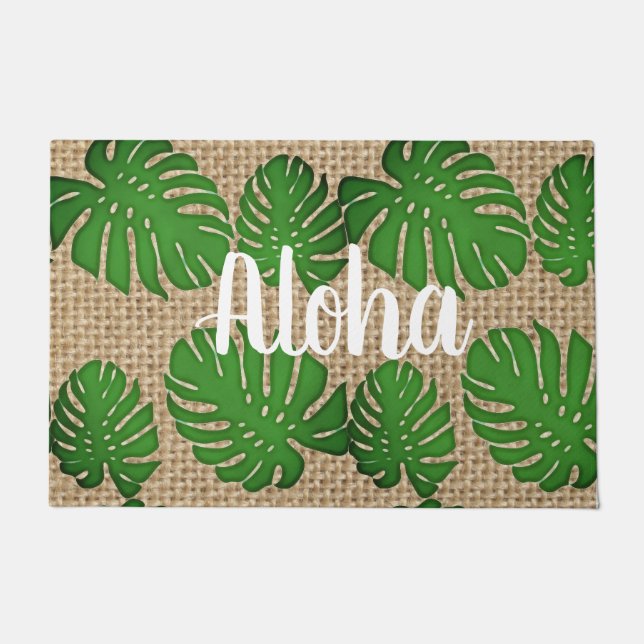 Felpudo Monstera pintado - Aloha (Anverso)