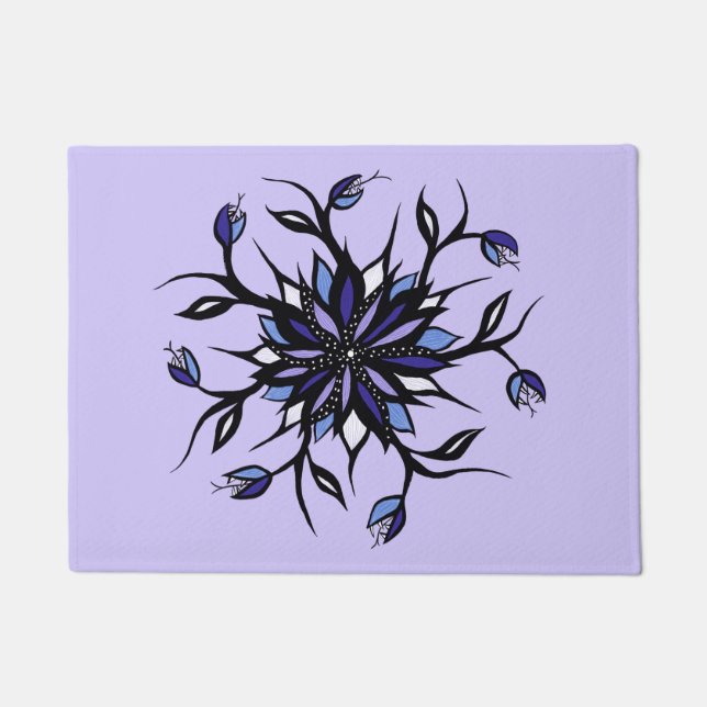 Felpudo Monstruos Y Dientes De Mandala Con Flores Góticas (Anverso)