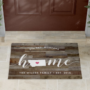 Felpudo Montana Home State Personalizada Wood Look