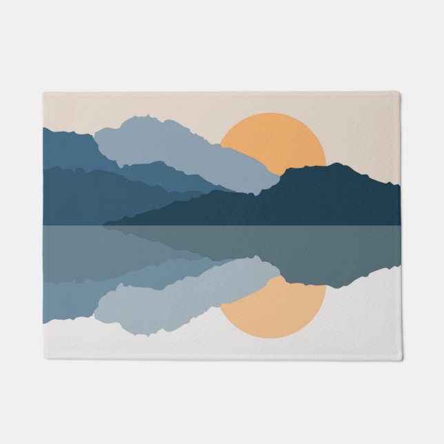 Felpudo Montañas azules reflejadas en el lago (Anverso)