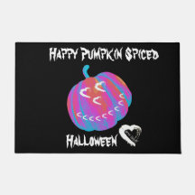 Moon Hearts Halloween Pumpkin Mat