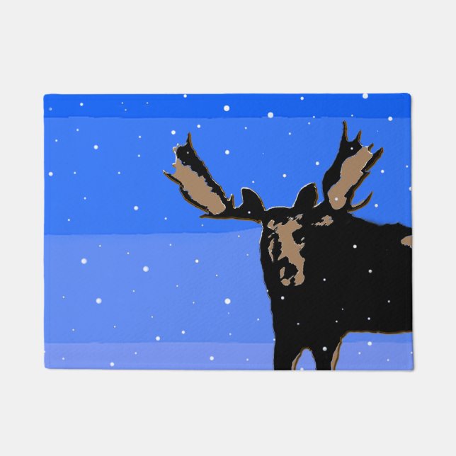 Felpudo Moose in Winter - Original Wildlife Art (Anverso)