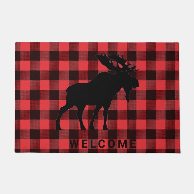 Felpudo Moose Welcome Red Black Plough (Anverso)