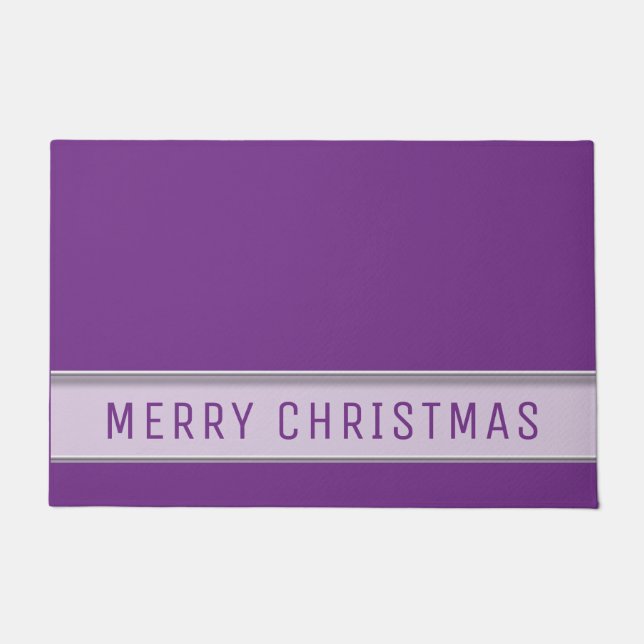 Felpudo Morado moderno de Feliz Navidad (Anverso)