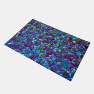 Felpudo Mosaico de azul y verde lila salpicado o ahumado