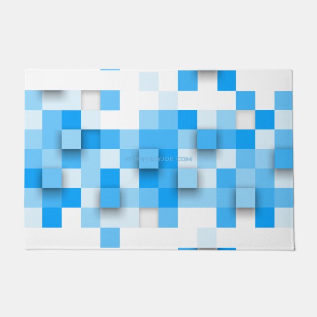 Felpudo mosaico de cuadros de SlipperyJoe moderno de tres- (Anverso)