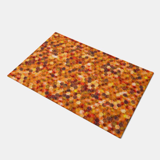 Felpudo Mosaico de hexágonos en puntos en tonos rojos tira (Angular)