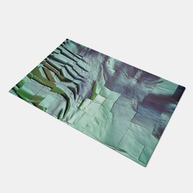 Felpudo Mosaico de menta grisácea con ralladura ligera y r (Angular)