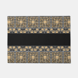 Felpudo Mosaico de mosaico roto griego negro y oro