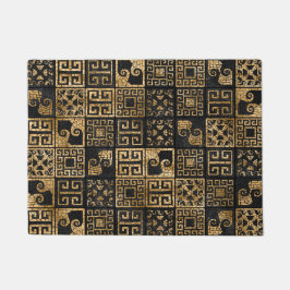 Felpudo Mosaico de mosaico roto griego negro y oro