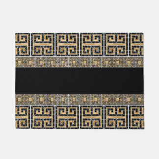 Felpudo Mosaico de mosaico roto griego negro y oro