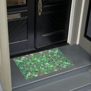 Felpudo Mosaico en triángulos verdes con tonos degradados 