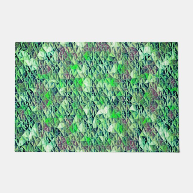 Felpudo Mosaico en triángulos verdes con tonos degradados  (Anverso)
