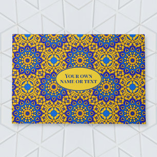 Felpudo Mosaico marroquí en azul y amarillo con su propio 