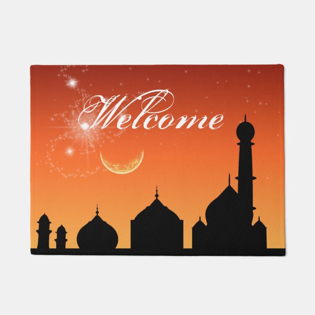 Felpudo Mosque Silhouette Evening Sky - Puerta Mat (Anverso)