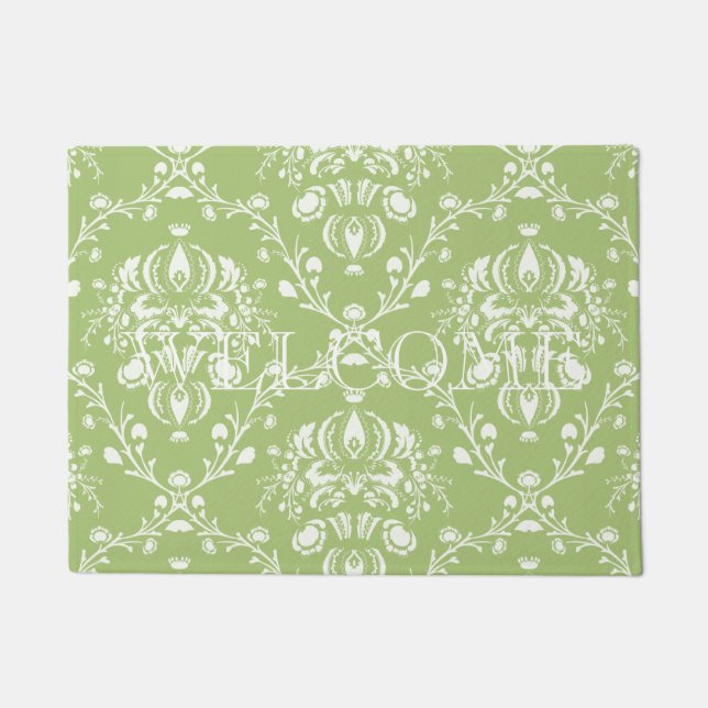 Felpudo Moss Green Damask (Anverso)