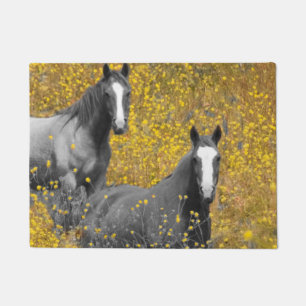 Felpudo Mostaza y caballos