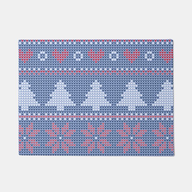 Felpudo Motif de tricot de Noël Bleu (Anverso)