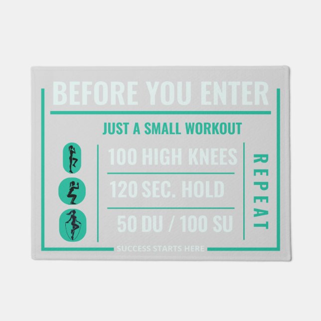 Felpudo Motivación de fitness empieza en la puerta (Anverso)