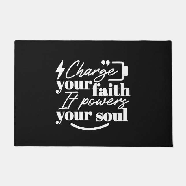Felpudo Motivational Christian Quote – Charge Your Faith (Anverso)