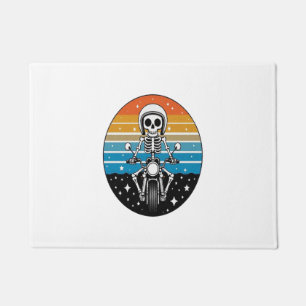 Felpudo Motocicleta alada de la llama Skull Biker