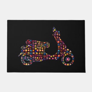 Felpudo Motocicleta motorista con motor de flor