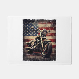 Felpudo Motocicleta vintage bandera estadounidense retro c