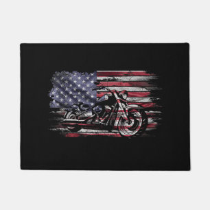 Felpudo Motocicleta Vintage EEUU Bandera Retro Biker, Moto