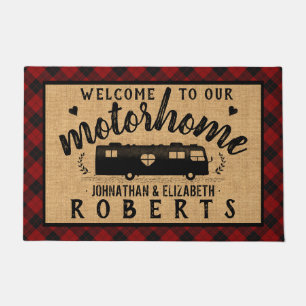 Felpudo Motohome RV Rústico Red Plaid Farmhouse Personali