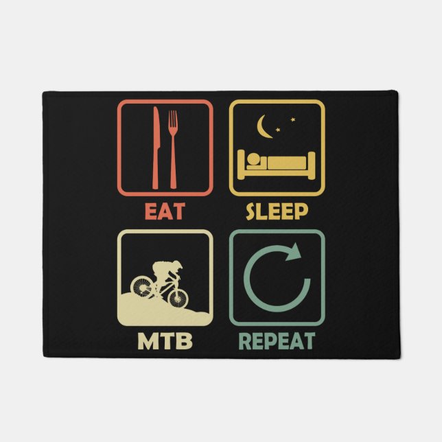 Felpudo Mountain Bike MTB Eat Sleep Repeat Funny Retro (Anverso)