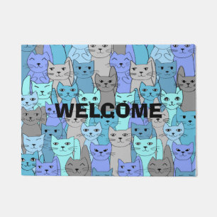 Felpudo Muchos diseños de gatos azules