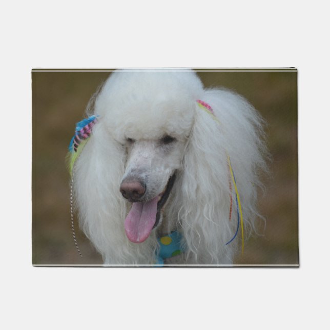 Felpudo Mueca del caniche estándar blanco (Anverso)